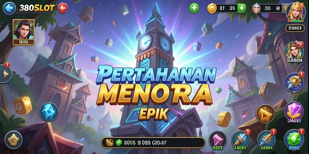 Tangkapan layar gameplay menampilkan pertempuran menara epik di 380SLOT.