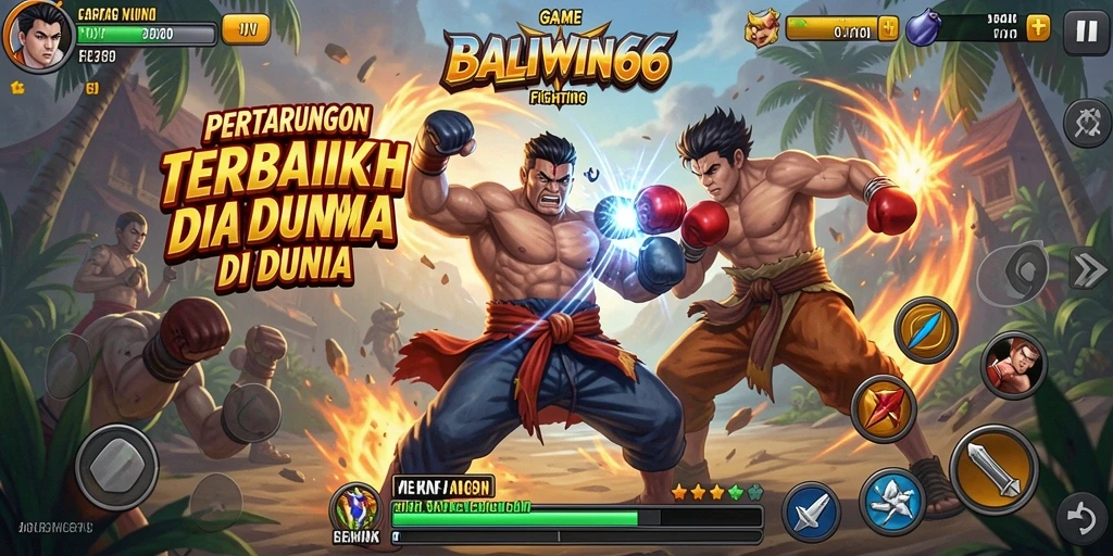 Tampilan aksi karakter dalam pertarungan BALIWIN66.