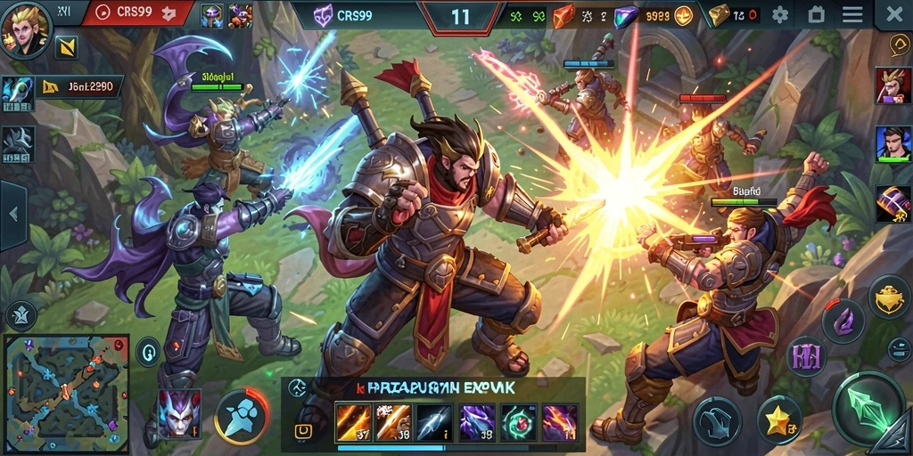 Tampilan dinamis dari gameplay MOBA di CRS99 yang memukau.