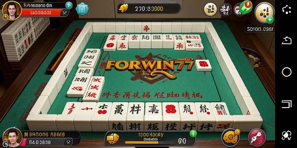 Tampilan utama screenshot FORWIN77 yang menampilkan gameplay Mahjong yang menarik.