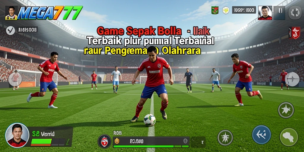 Screenshot gameplay <strong>MEGA777</strong> menunjukkan aksi sepak bola yang mendebarkan.