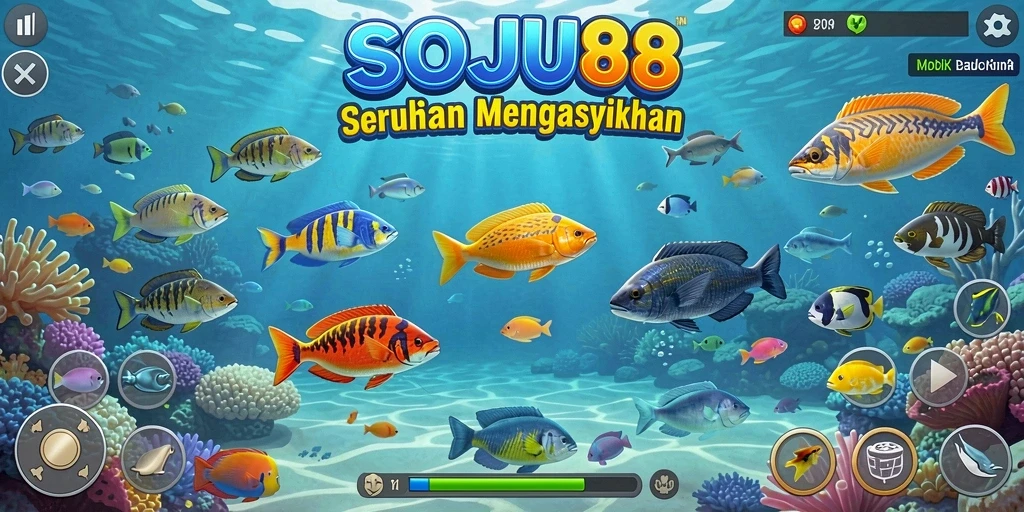 Gameplay SOJU88 yang seru saat menembak ikan.