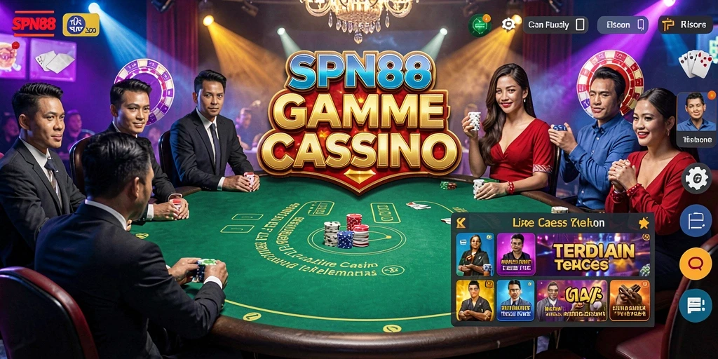 Screenshot gameplay SPN88 menampilkan suasana Live Casino yang seru dan interaktif.