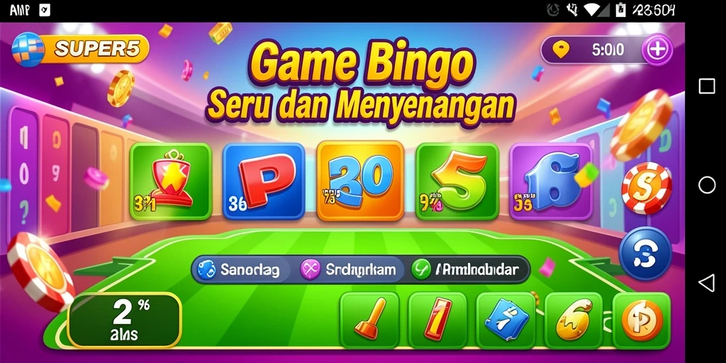 Tampilan gameplay seru dari SUPER5 dengan Bingo yang menarik.