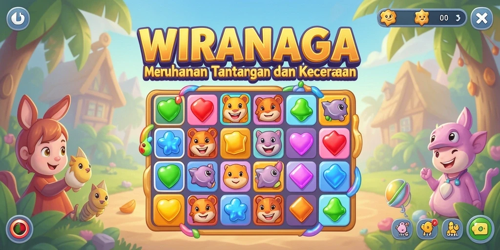 Tampilan gameplay <strong>WIRANAGA</strong> yang seru dalam genre Match-3.